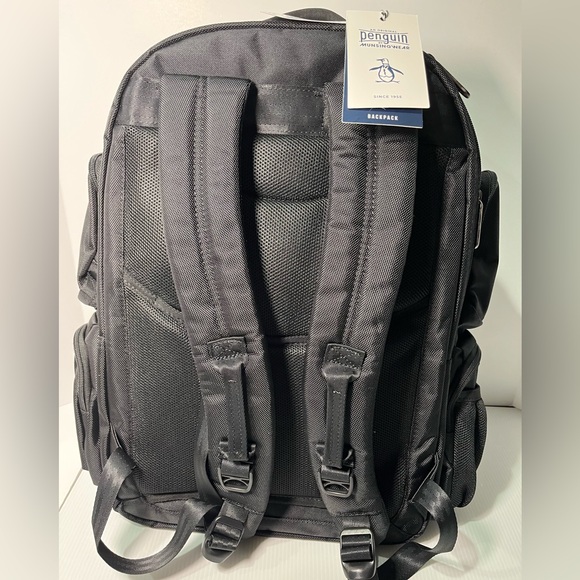 ORIGINAL PENGUIN 9 Pocket Laptop Backpack Padded back & straps - Black - Picture 4 of 16